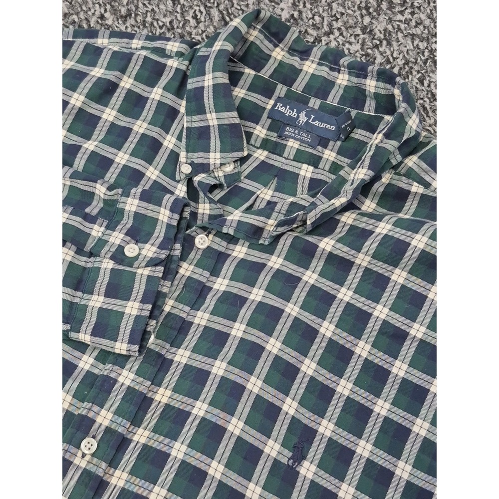 Ralph Lauren Shirt Mens 2XB Blue Plaid Classic Fit Long Sleeve Button Up